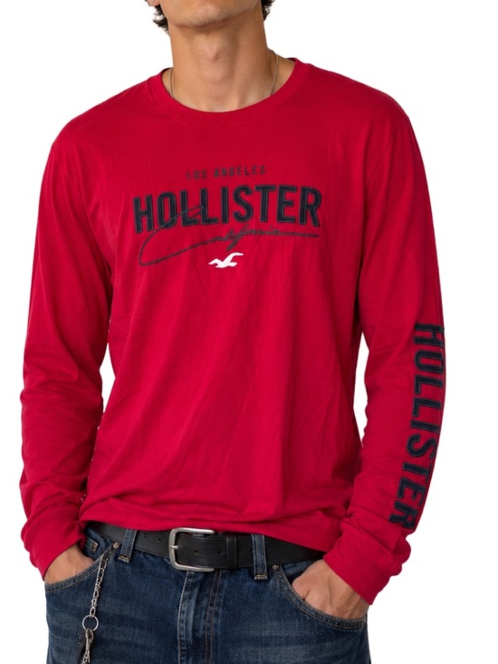 NWT Deadstock Hollister Y2K Red Long Sleeve Graphic Tee Men’s Large Los Angeles